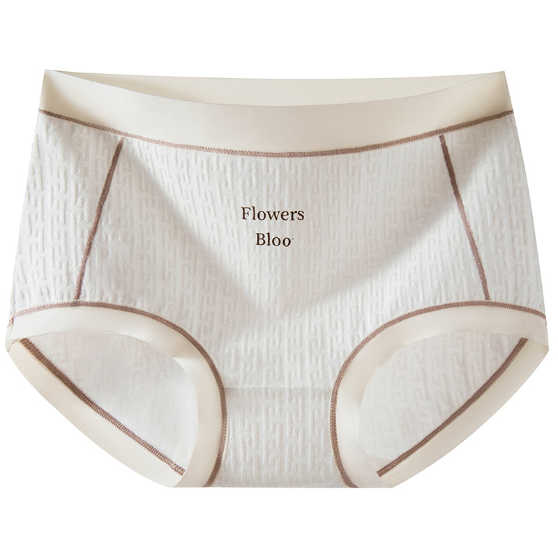 Verano nuevo estilo Clase A ropa interior de mujer de algodón para bebés 7A seda antibacteriana entrepierna inferior jacquard cintura media delgada transpirable sin costuras