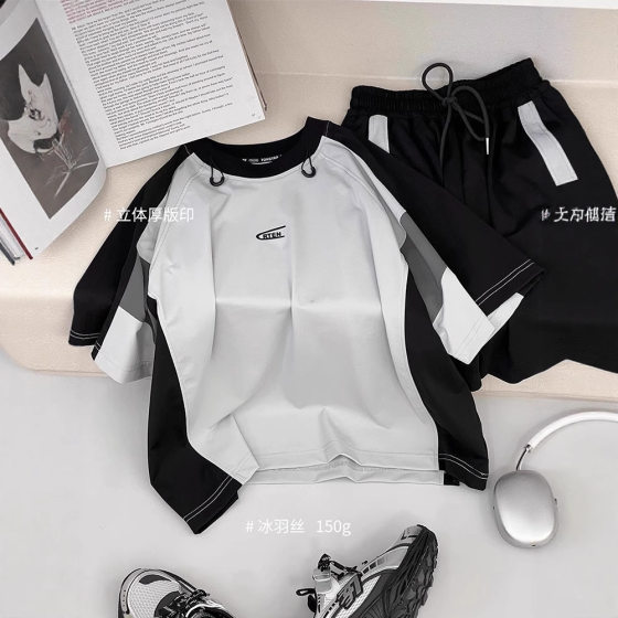 Boys suit summer 2025 new foreign style sports two-piece thin children's clothes summer wholesale fashion brand cool