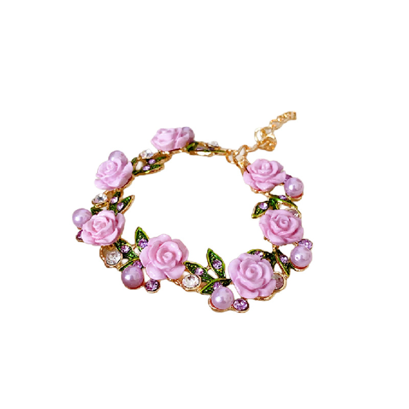 Collar de perlas con flores dulces y hojas de diamantes, temperamento de moda, collar de clavícula, nicho de vacaciones, decoraciones para mujeres