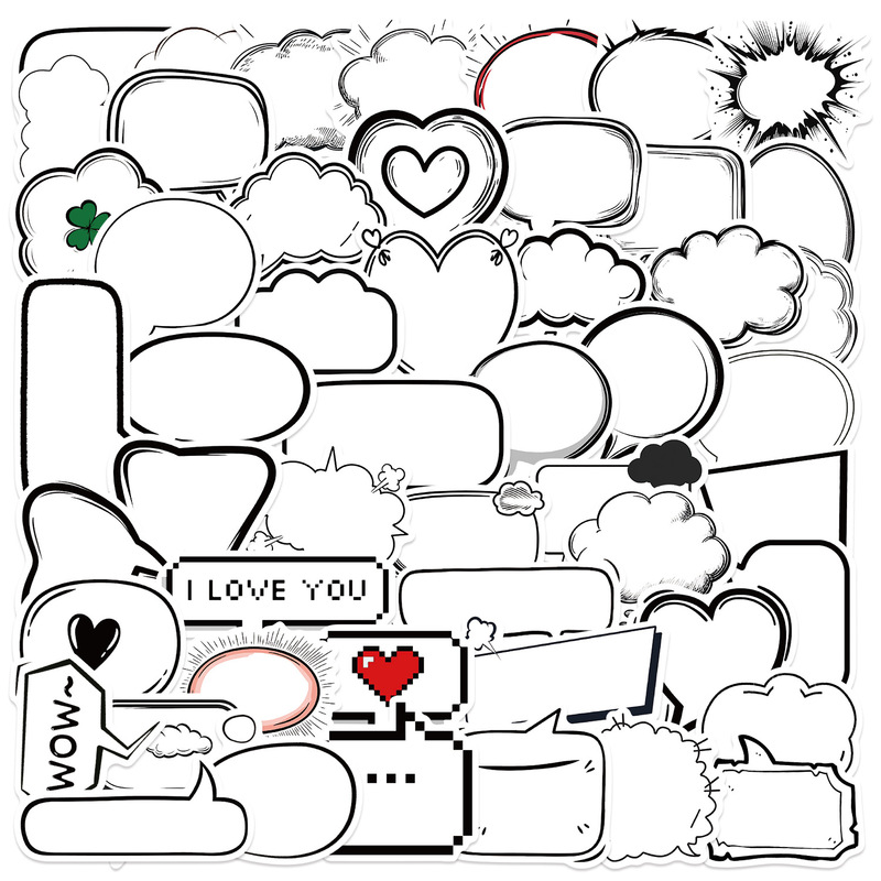 50 black and white bubble frame graffiti stickers decorative guitar notebook suitcase DIY waterproof cross-border wholesale