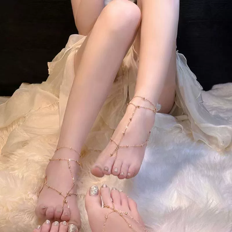 Экзотический ретро чистый ветер металлический ножной браслет 2024 новый премиальный чувство ноги кольцо украшения премиум чувство ноги цепи