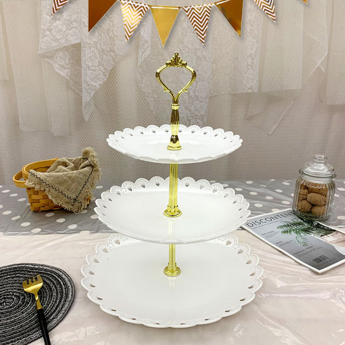 Three-layer fruit tray plastic European-style small living room home candy snack display tray cake stand pastry rack