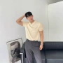 修身v领跨境翻领毛衣