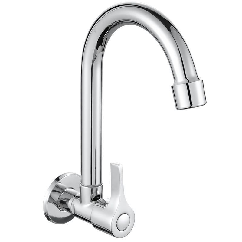 Wall-mounted kitchen faucet, single cold water, stainless steel sink for washing vegetables, laundry, and dishes, suitable for balcony or wall installation