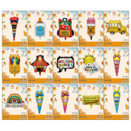 跨境开学季书包铅笔造型气球开学典礼教室幼儿园装饰气球纸卡精装