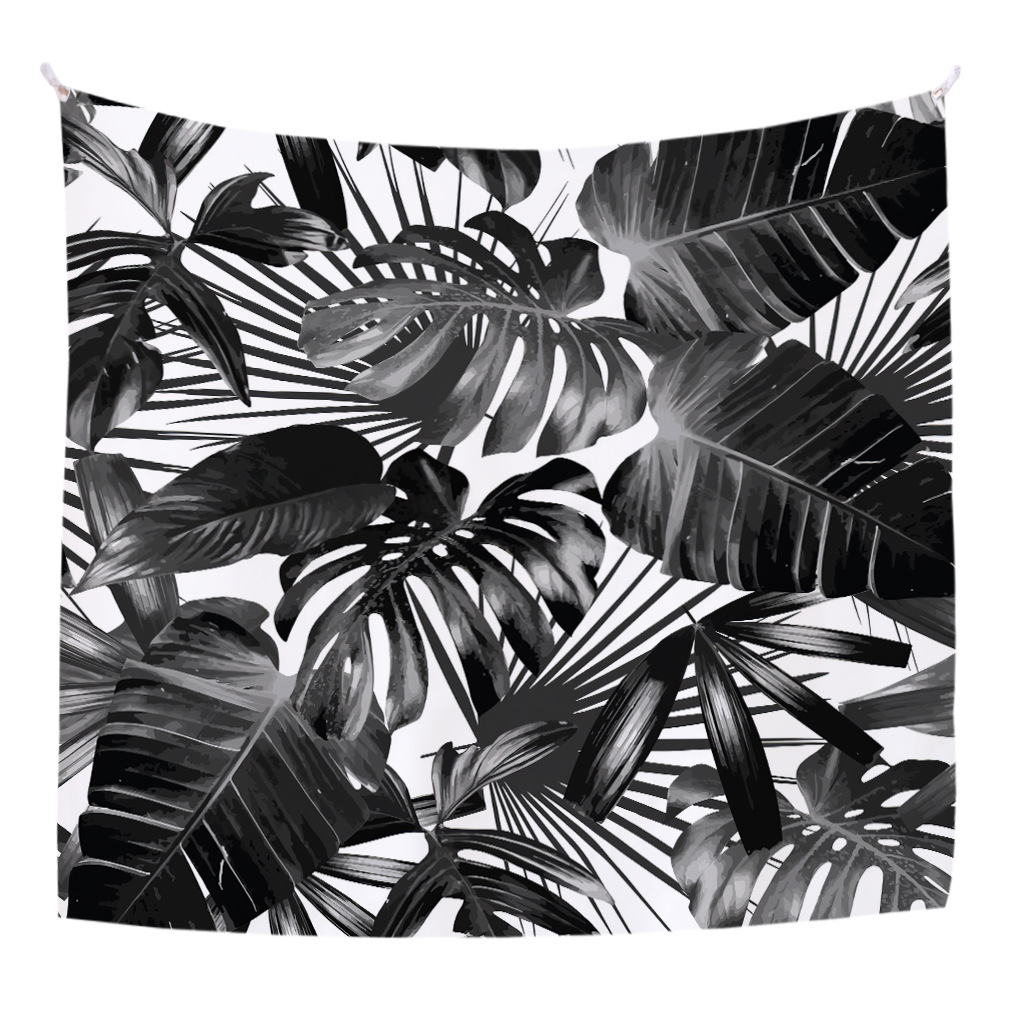 跨境背景布热带植物图案挂布直播间出租房装饰墙布 卧室床头挂毯