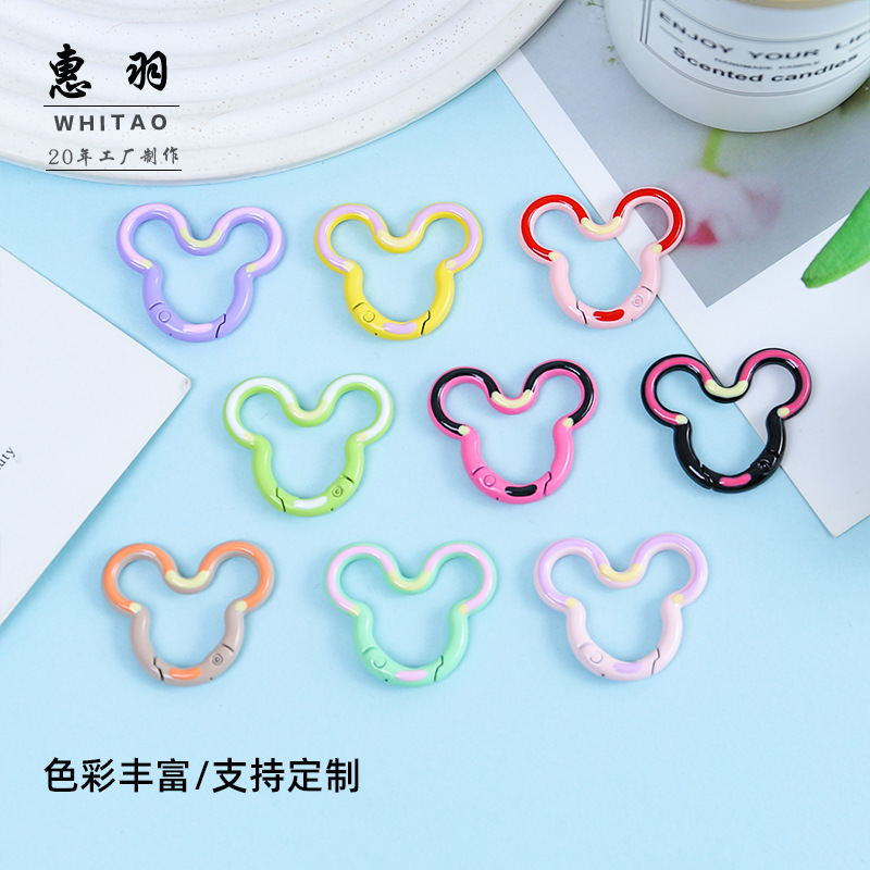 Candy Color Lace Mickey Head Spring Buckle Keychain DIY Accessories Handmade Material Bag Doll Hanging Buckle Wholesale Candy Color Lace Mickey Head Spring Buckle Keychain DIY Accessories Handmade Material Bag Doll Hanging Buckle Wholesale
