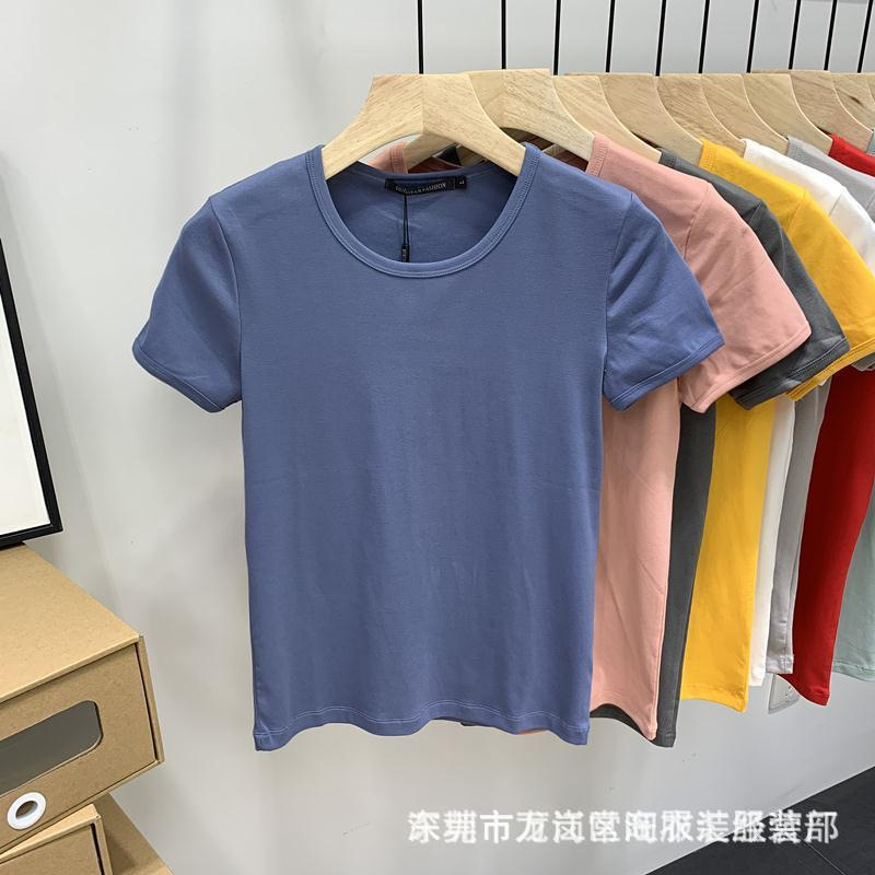 2025 Cheap T-Shirt Summer Half-Cut T-Shirt Women's Summer Work Wear Special Price Clothes Supply Pure Color Blank