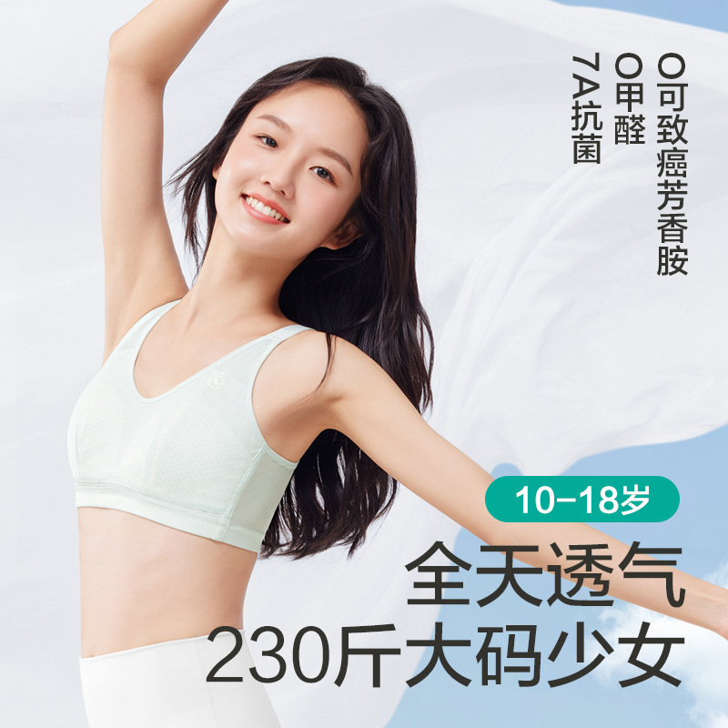 Fat Girl's Growth Period Plus Size Underwear for Students Female Junior High School Students Big Chest Small Pure Cotton Summer Thin Bra