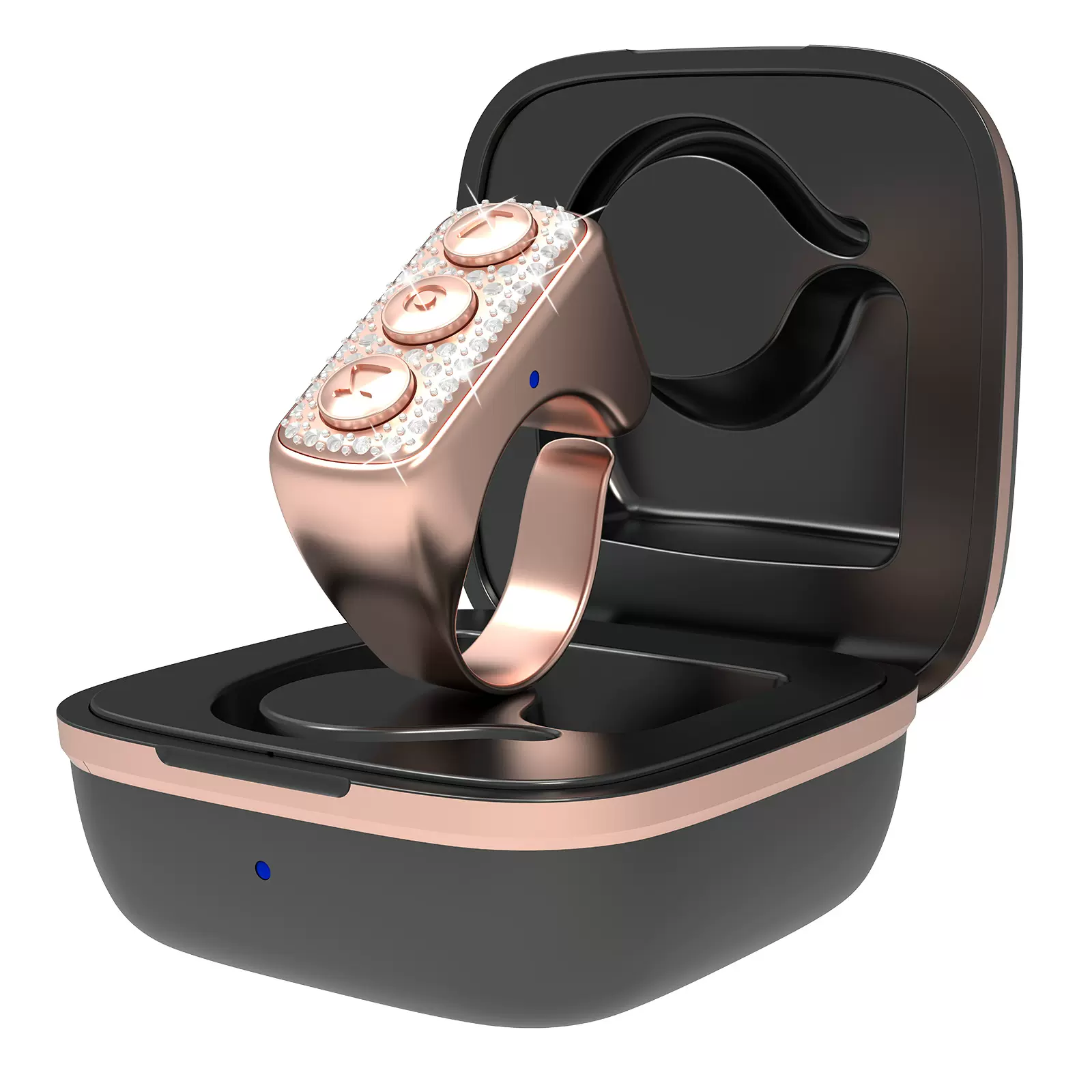 新款跨境TikTok手机蓝牙视频翻页器拍照录像遥控器戒指镶钻指环