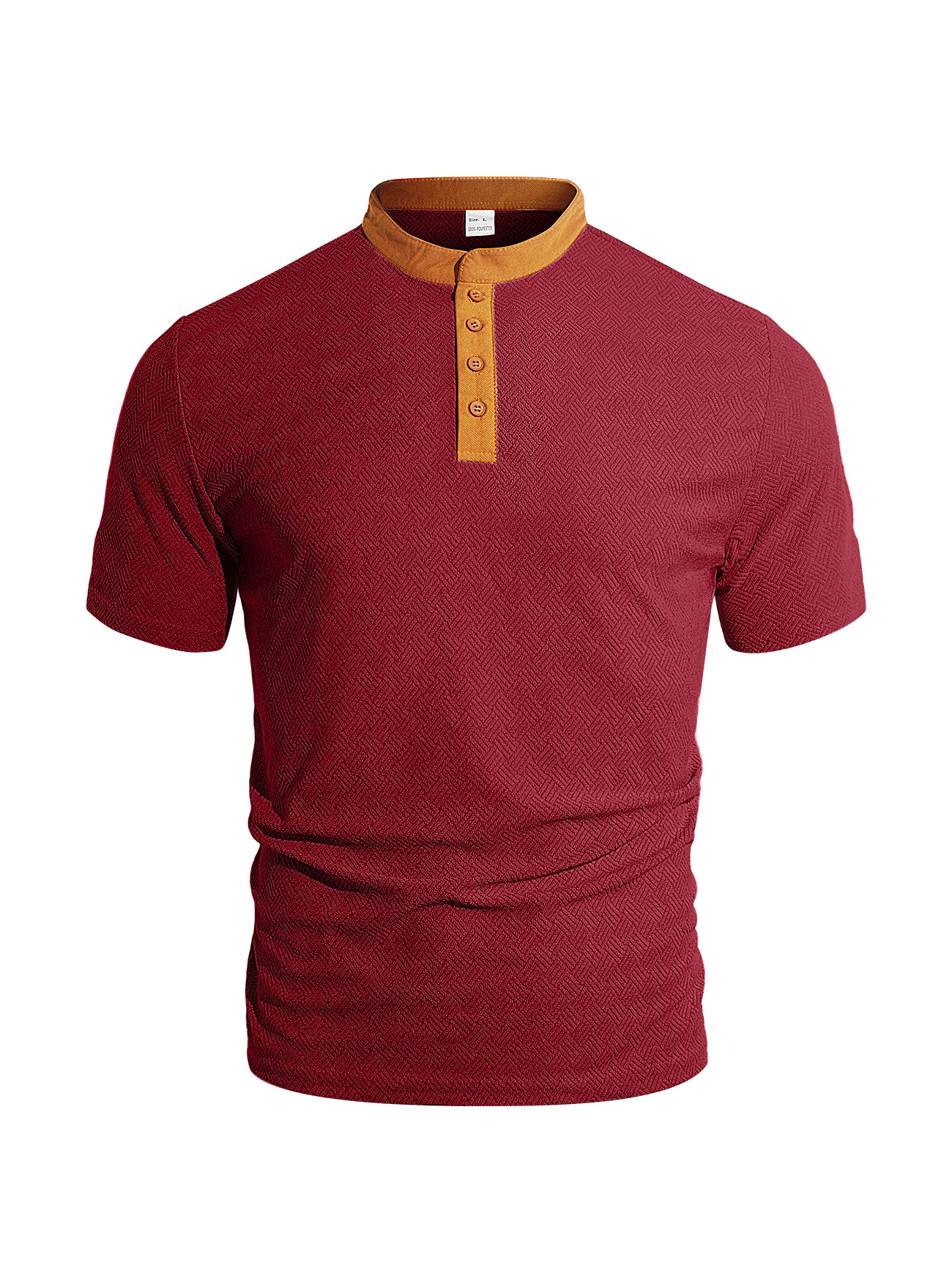 Nuevo transfronterizo de Europa y América Amazon verano hombre botón de cuello redondo color de manga corta hombre camiseta de hombre delgada