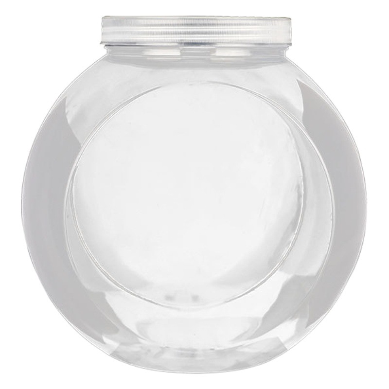 Botella de plástico transparente redonda al por mayor botella de plástico para mascotas alimentos tuerca caramelo plástico envasado de alimentos tarro con tapa