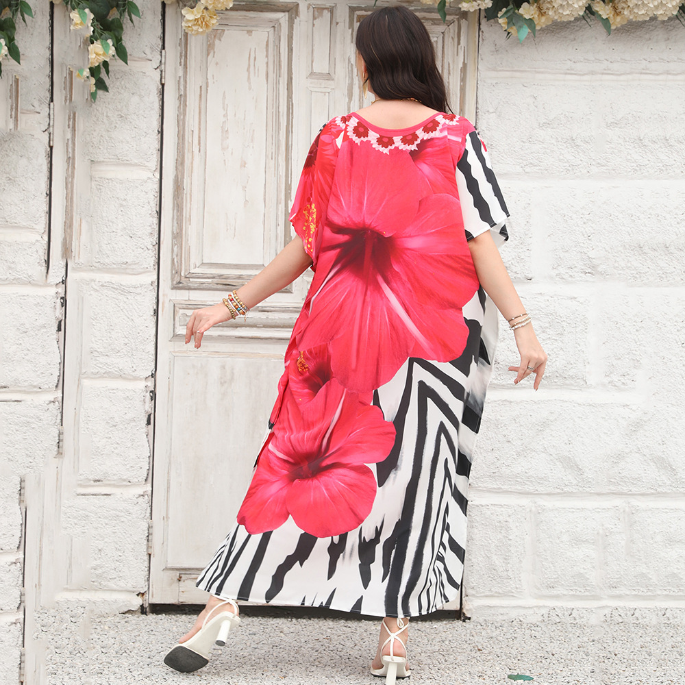 Cruzar la frontera europea y americana blusa de playa con cuello en V vestido bohemio más tamaño vestido bikini camisa de protección solar 5D83