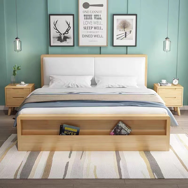 禾有家具北欧现代风简约软靠1.5米1.8米双人床家用民宿经济实木床