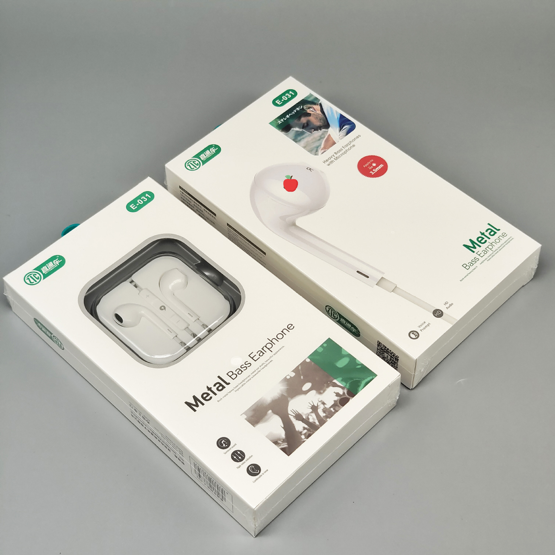 Line controlled earphones with mic 3.5mm plug stereo crystal box using Android Pingguo mobile phone line controlled earphones