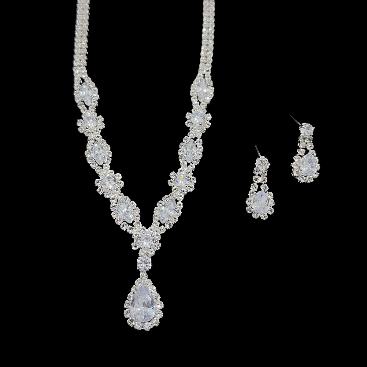 Europeo y americano fresco collar nupcial pendientes joyería traje ZIRCON boda banquete joyería vestido de boda accesorios N867