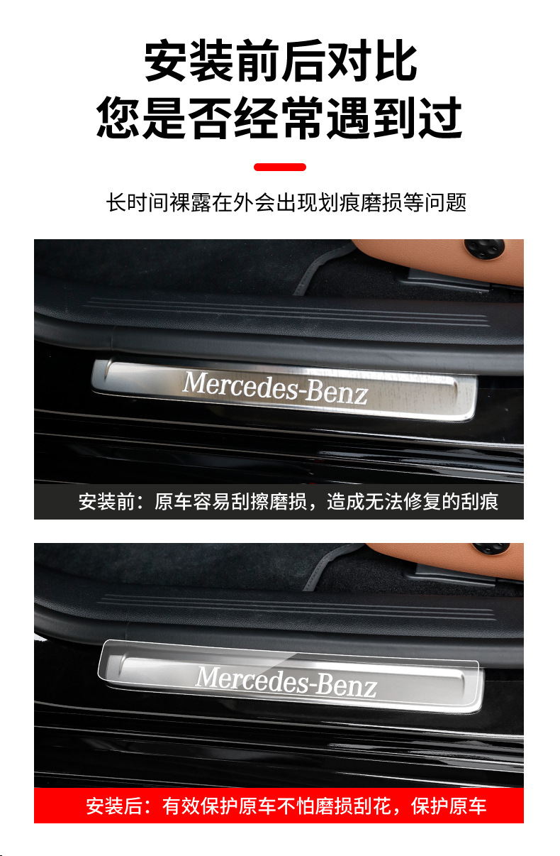 Suitable for the New Mercedes-Benz E-Class E300L/Glc260L/C260L/Gle Door Sill Strip Welcome Pedal Protection Film