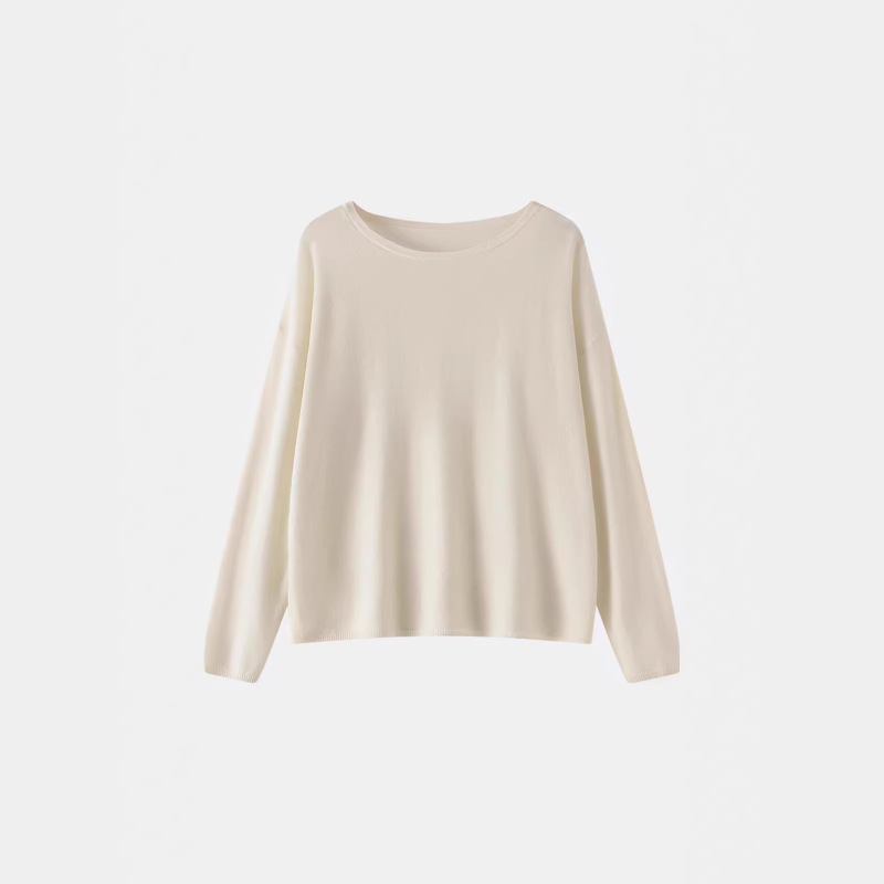 Women's Fine Wool Round-Neck Pullover, Flowy Drapey Outerwear, Versatile Lazy Style Knitwear for Spring and Autumn, Wholesale Women's Fine Wool Round-Neck Pullover, Flowy Drapey Outerwear, Versatile Lazy Style Knitwear for Spring and Autumn, Wholesale