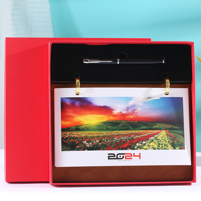Desk calendar production high-end leather desk calendar business…
