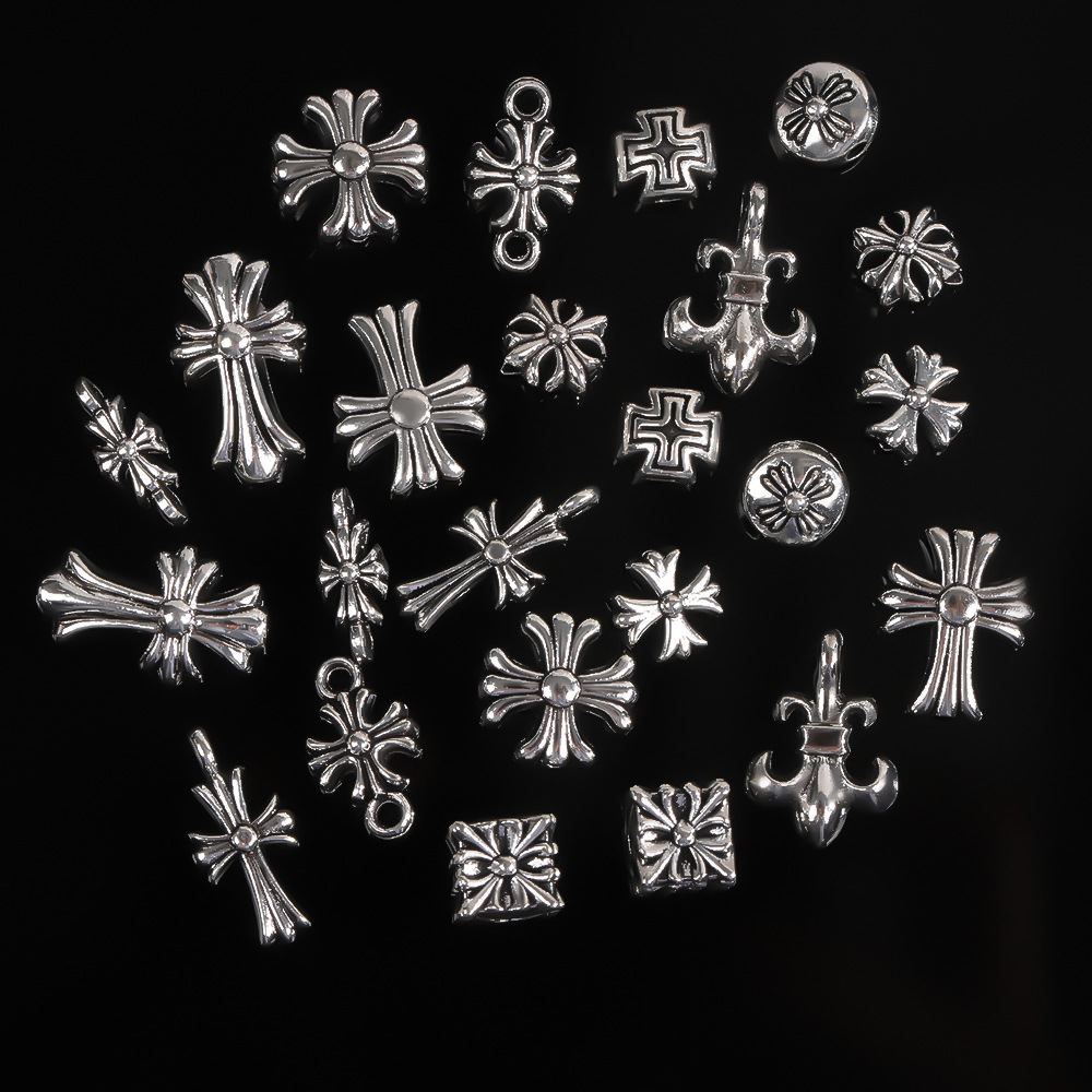 复古风经典十字架藏银diy手工合金饰品配件串珠吊坠隔珠饰品配件