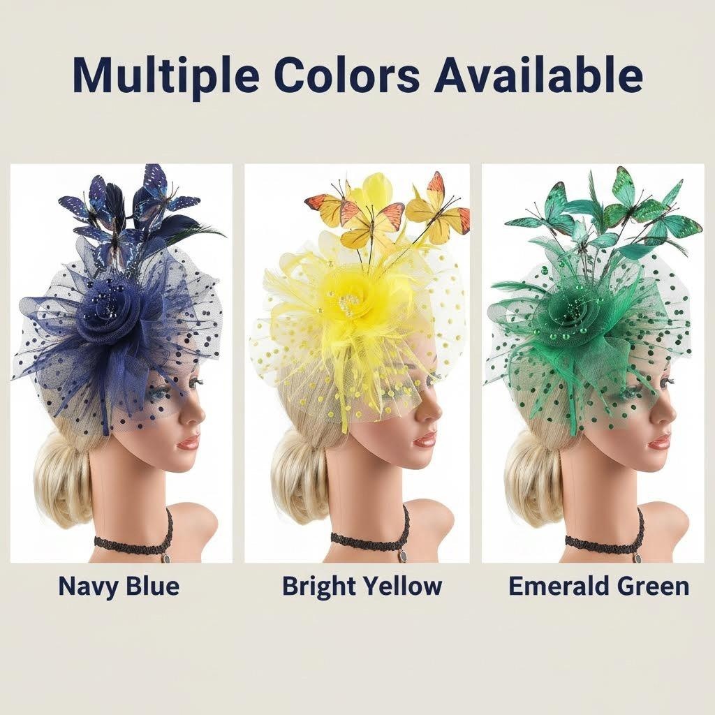 European and American vintage bridal headpiece with butterfly flower, beaded flowers, mesh headband, versatile accessory for dresses and cheongsams