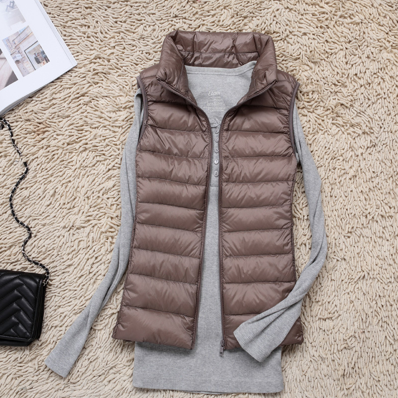 Cross-border Autumn and Winter New Down Vest Women's Short Thin Down Vest Middle-aged and Elderly Inner Wearing Down Jacket Waistcoat Trendy