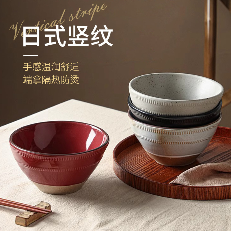 Japanese-style New High-value Light Luxury Fine Ceramic Eamber Bowl High-end Sense Household Simple Large Capacity Rice Bowl Tableware