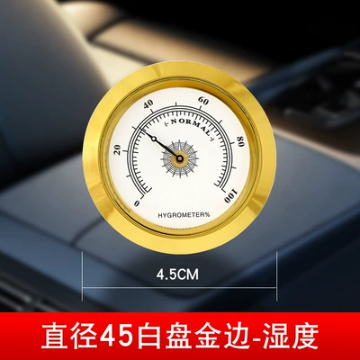 Car thermometer — Thermometer - diameter-45-white-plate-with-gold-rim-humidity