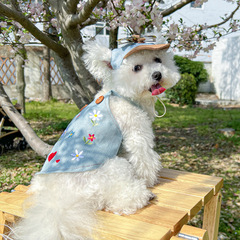 スポットクロスボーダー人気ペット子犬猫服ソース工場直販春夏サスペンダーフラワーデニムスカート