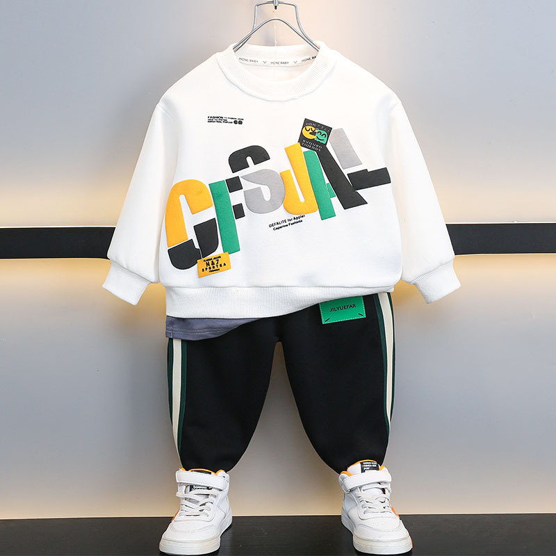 6383 traje de suéter para niños 2025 primavera y otoño nuevo estilo niño Han Fan otoño estilo occidental bebé moda de dos piezas