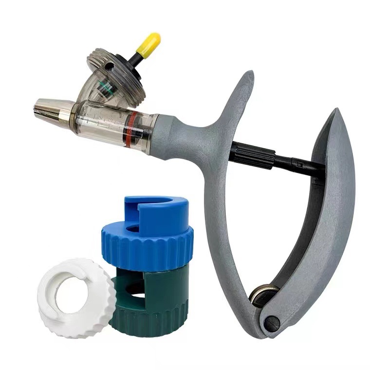 Equipo de cría de ganado veterinario jeringa vacuna veterinaria de cerdo de pato de pollo jeringa automática continua