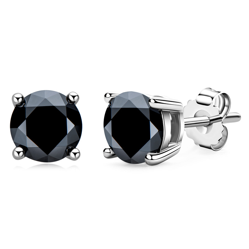 Fashion Personalityy Black Earrings For Men And Women925 Silver Plated18k Gold Black Moissanite Diamond Earrings