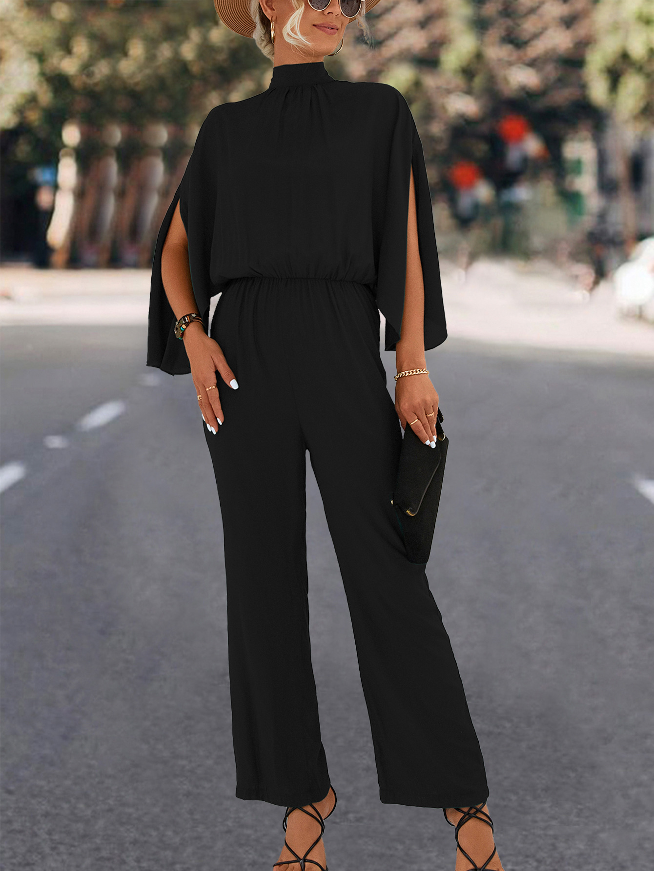 Spring Summer Women Clothing Stand Collar Jumpsuit