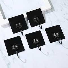 New fashionable pure black large hook no punching solid color strong adhesive clothes hook home kitchen bathroom hook