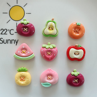 Bright face vegetable fruit resin accessories mangosteen apple DIY jewelry wholesale hole shoes refrigerator magnets decoration materials