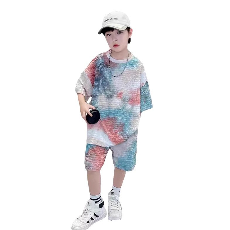 어린이 세트 소년 여름 옷 2024 새로운 패션 브랜드 소년 여름 원피스 잘 생긴 유행 투피스 세트