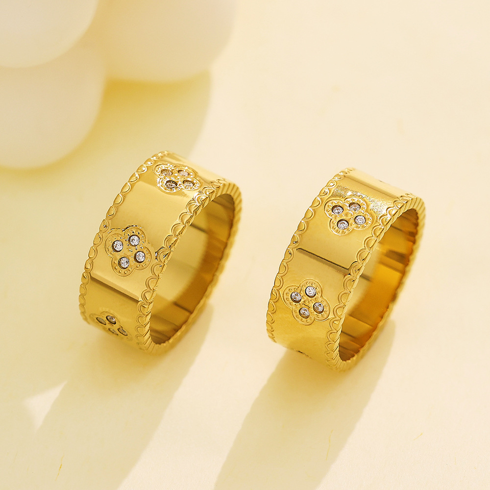 Titanium Steel IG Style Simple Style Geometric Inlay Zircon Rings display picture 9