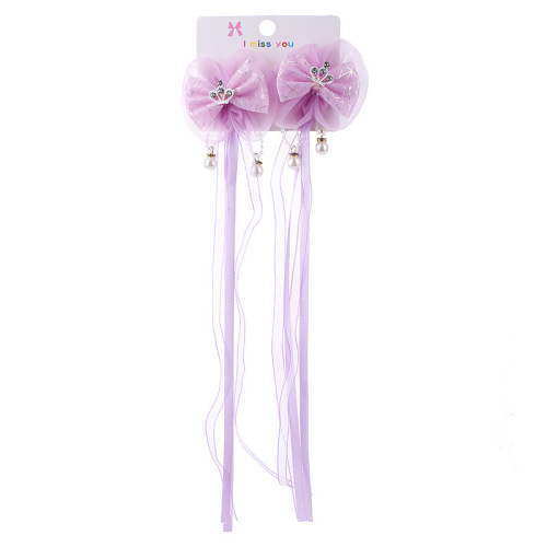 Children's Chinese style hairpin Internet celebrity ancient style tassel headwear Hanfu side clip bow ribbon hair accessories hairpin wholesale