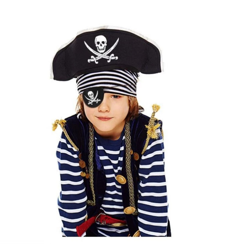 Nueva máscara de ojo de pirata de Halloween sombrero de pirata del Caribe vestido de fieltro para Niños Accesorios de juego de fiesta en stock