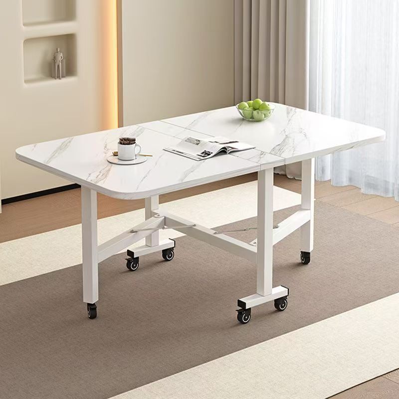Folding Table, Rectangular Dining Table, Small Apartment Installation-Free Movable Simple Dining Table, Foldable Computer Desk