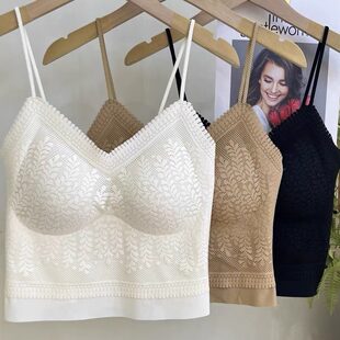 Lace straps, tank top, universal breast pads, vest