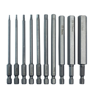 Cross-Border 10-Piece Set of Hexagonal Bits, 100Mm/50Mm Length, Hexagonal Shank, Internal Hexagonal Bits, S2 Magnetic Bits
