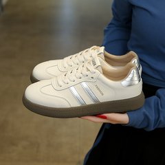 レトロな徳訓靴の女性2025年の新しい春の厚い底には、爆発的な白い靴の子供のカジュアルな靴があります。