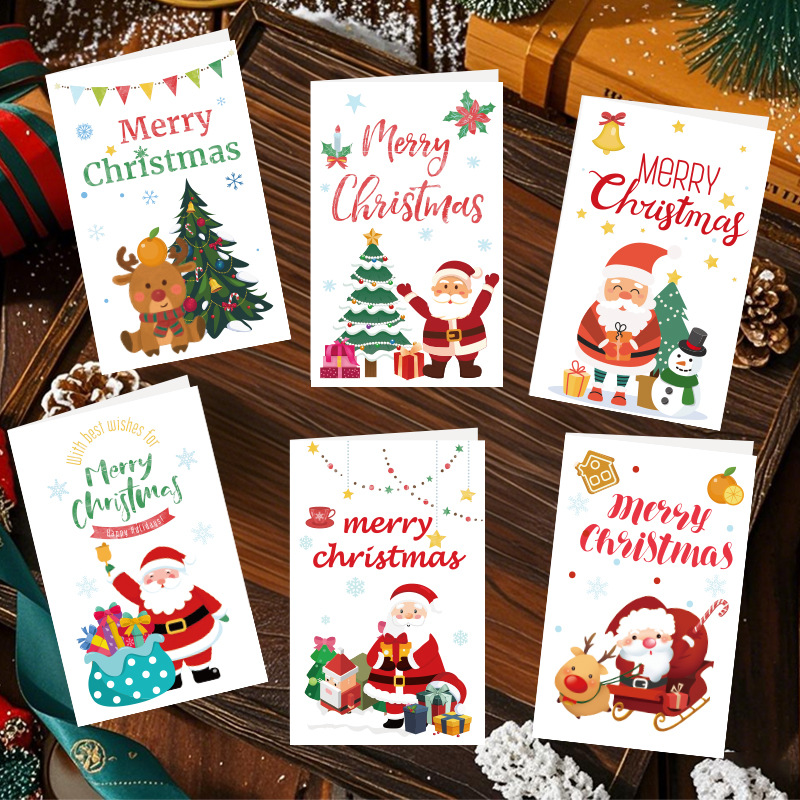 Christmas card跨境简约高级感圣诞贺卡卡片套装祝福明信片定做