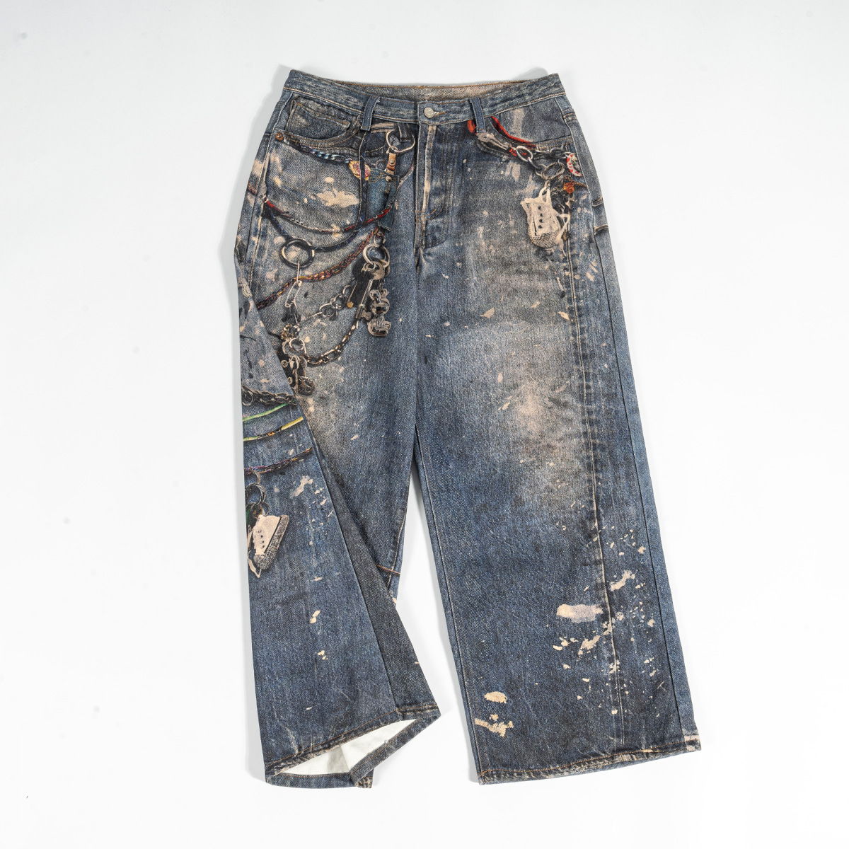 ETAI Hombre| Tendencia universal pesado algodón impresión 3D jeans de moda juvenil rectos pantalones casuales