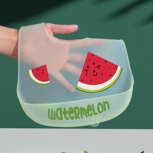Baby Summer Silicone Bib Waterproof Washable Napkin Snack Bowl Bib for Infants and Toddlers with Fruit Design Spit Cup