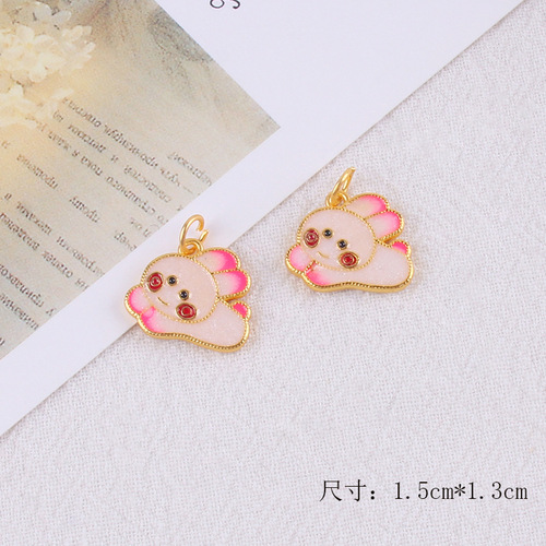 New electroplated gold-plated pendant accessory with oil-dripping large hole separator bead alloy DIY jewelry bracelet head accessory ornament