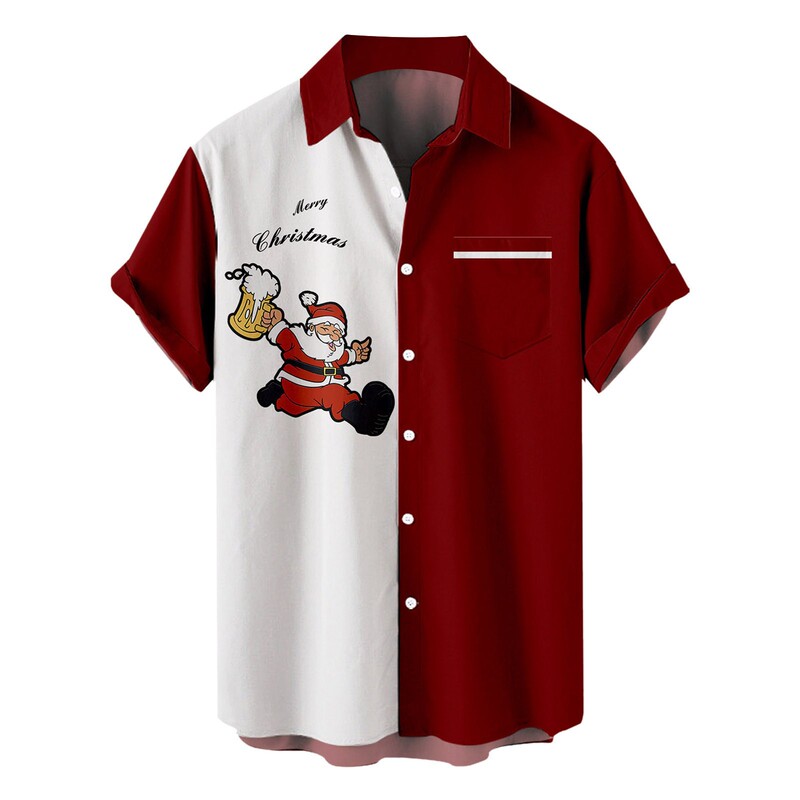European and American Christmas Plus Size Men's 3D Shirt Independent Station Christmas Series Short-Sleeved Shirt with Flap Pocket Pantss Tume Hot Sale European and American Christmas Plus Size Men's 3D Shirt Independent Station Christmas Series Short-Sleeved Shirt with Flap Pocket Pantss Tume Hot Sale