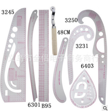 Diseño de ropa Regla de fabricación de patrones Regla de patrones Regla de patchwork Regla de corte Regla de corte Regla de arco Regla suave Regla de coser