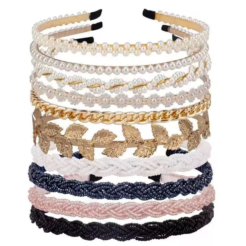 Estilo coreano con cuentas giro tejido diadema fina perla amplia diadema moda nuevo exquisito accesorios para el cabello tocado lote